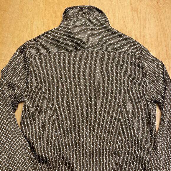 Vintage Women's Moda Disco Medium Brown Long Sleeve Collared Shirt - Picture 9 of 9